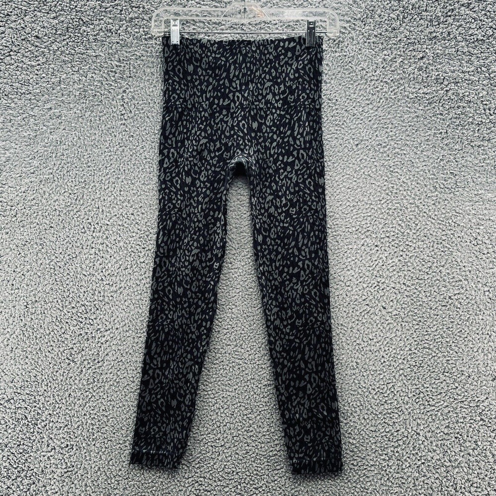 Spanx Leggings Navy Blue Gray Leopard Print Seamless Mid Rise Ankle - Picture 6 of 9